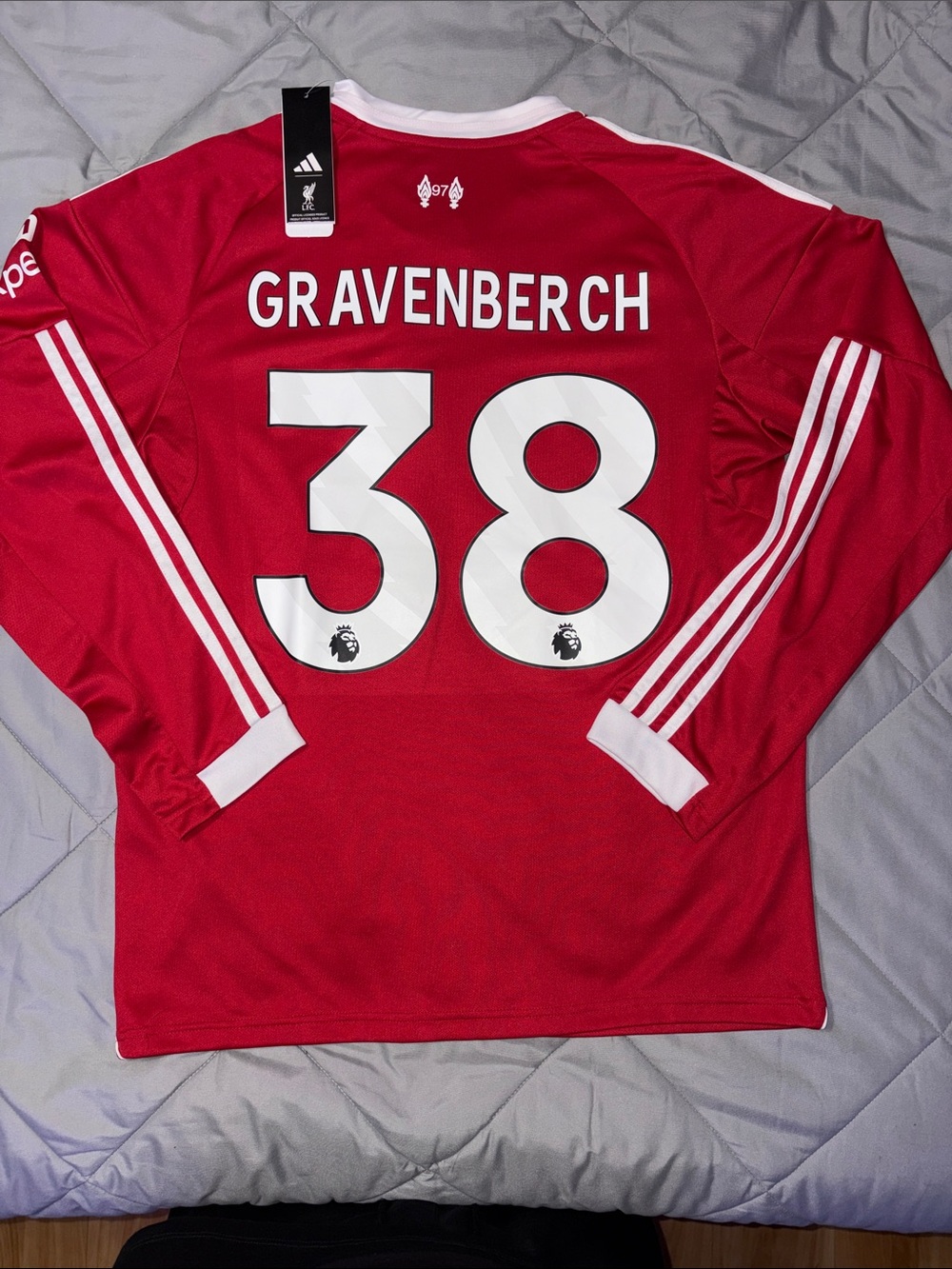 adidas #38 Gravenberch Red Liverpool FC Long-Sleeve Soccer Jersey